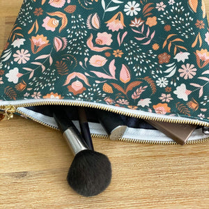 Cabane - textured canvas zipper pouch in a floral print